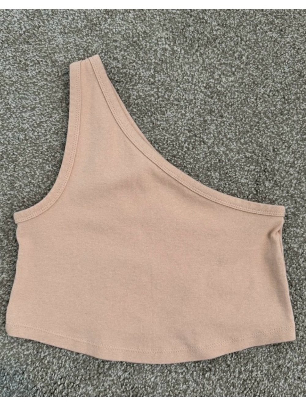 Zara One Shoulder Rounded Hem Crop Tank Stretch Top Summer Casual Basic Medium